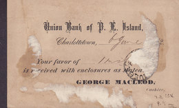 Canada Postal Stationery Ganzsache 1c. Victoria PRIVATE Print UNION BANK Of P. E. ISLAND George Macleod, GEORGETOWN 1882 - 1860-1899 Regering Van Victoria