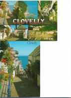 CLOVELLY HIGH STREET ET MULTIVUES  GRAND FORMAT 13X17CM  NORTH DEVON LOT 2 CARTES - Clovelly