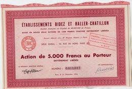 VP13.685 - PARIS 1952 - Action - Etablissements BIDEZ & HALLER - CHATILLON - Industrie