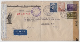 TURKEY TO USA -THE AMERICAN TOBACCO COMPANY OF THE ORIENT INCORPORATED ,EGYPTIAN CENSORSHIP 1945 - Cartas & Documentos