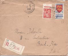 IRIS N° 655 + Blason De Normandie N° 605 RECOMMANDE 12 5 1948 PARIS RUE DES ABBESSES - Storia Postale