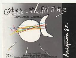 *** ETIQUETTES  ***- Appellation  Côte Du Rhône AVIGNON 1982 étiquette Par Illustrateur - Côtes Du Rhône