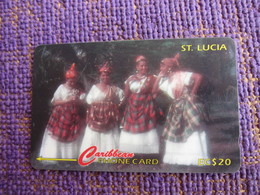 GPT Phonecard,201CSLB,women Wearing National Dress,used - Sainte Lucie