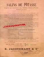 75- PARIS- RARE LETTRE SALINS DE POTASSE ENGRAIS DES VIGNES- E. JACQUEMART " LA COURONNE " 155 FG POISSONNIERE - Landwirtschaft