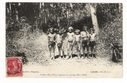 LAOS  /  ETHNOGRAPHIE  /  COOLIES  KHAS  KMOUS  EMPLOYES  AU  PORTAGE  ( HUA  PAHN ) /  ENFANTS - Laos