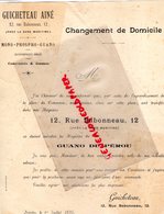 44 - NANTES - RARE LETTRE   P. GUICHETEAU -12 RUE BABONNEAU -ENGRAIS CHIMIQUES GUANO -CHANGEMENT DOMICILE 1895- - Landbouw