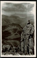 Ref 1245 - Real Photo Postcard - Rock Climber - Borrowdale Valley From Great End - Cumbria - Borrowdale