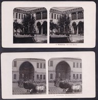 2 X STEREO PHOTO ** SYRIA - DAMASCUS In Better Days - Gardens In Houses - Hof Eines Houses - Jardin Dans Les Maisons ** - Stereoscoop