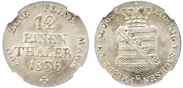 1/12 Taler, 1836, Friedrich August II., AKS 105, J. 71, In Plastikholder Der NGC Mit Der Bewertung "MS 63". - Andere & Zonder Classificatie