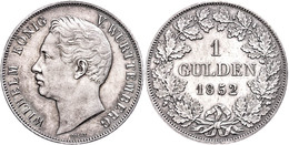 Gulden, 1852, Wilhelm I., AKS 85, J. 70, Wz. Haarlinien, Vz.  Vz - Andere & Zonder Classificatie