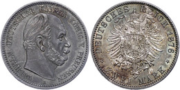 2 Mark, 1876, A, Wilhelm I., Kräftige Patina, Vz-st., Katalog: J. 96 Vz-st - Other & Unclassified