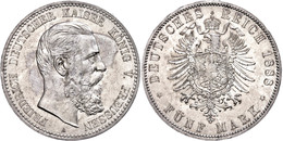 5 Mark, 1888, Friedrich III., Kl. Rf., Vz., Katalog: J. 99 Vz - Autres & Non Classés