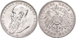 5 Mark, 1902, Georg II., Berieben, Randfehler, Ss., Katalog: J. 153b Ss - Sonstige & Ohne Zuordnung