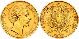 20 Mark, 1873, Ludwig II., Kl. Rf., Etwas Poliert, Ss., Katalog: J. 194 Ss - Sonstige & Ohne Zuordnung