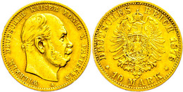 10 Mark, 1875, A, Wilhelm I., Kl. Rf., Etwas Berieben, Ss., Katalog: J. 245 Ss - Sonstige & Ohne Zuordnung