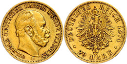 20 Mark, 1874, B, Wilhelm I., Kl. Rf., Ss., Katalog: J. 246 Ss - Other & Unclassified