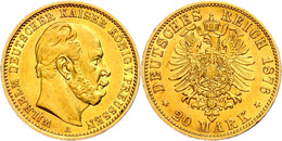 20 Mark, 1876, A, Wilhelm I., Kl. Rf., Ss., Katalog: J. 246 Ss - Andere & Zonder Classificatie