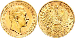 10 Mark, 1904, Wilhelm II., Kleiner Randfehler, Avers: Vz Revers: St., Katalog: J. 251 - Otros & Sin Clasificación