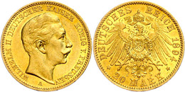 20 Mark, 1894, Wilhelm II., Kl. Rf, Ss-vz., Katalog: J. 252 Ss-vz - Other & Unclassified