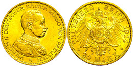 20 Mark, 1914, Wilhelm II., Kl. Rf., Vz., Katalog: J. 253 Vz - Andere & Zonder Classificatie