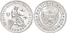 3 Reichsmark, 1930, A, Vogelweide, Wz. Kratzer, Vz-st., Katalog: J. 344 Vz-st - Autres & Non Classés