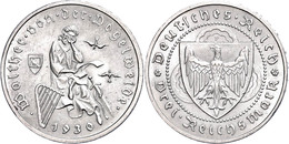 3 Reichsmark, 1930, F, Vogelweide, Vz., Katalog: J. 344 Vz - Sonstige & Ohne Zuordnung