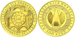200 Euro, Gold, 2002, J, Währungsunion, Ohne Zertifikat In Ausgabeschatulle, St., Katalog: J. 494 St - Sonstige & Ohne Zuordnung