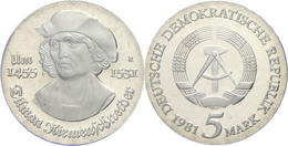 5 Mark, 1981, Riemenschneider, In Hartplastik Verplombt, PP., Katalog: J. 1580 PP - Altri & Non Classificati