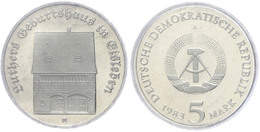 5 Mark, 1983, Luthers Geburtshaus In Eisleben, In Hartplastik Verplombt, PP., Katalog: J. 1590 PP - Sonstige & Ohne Zuordnung