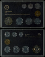 1 Pfennig Bis 5 Mark, 1984, KMS, 8 Münzen, 5 Mark Brandenburger Tor, In Hartplastik, St.  St - Münz- Und Jahressets