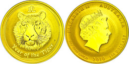 100 Dollars, Gold, 2010, Year Of The Tiger, 1 Unze, KM 1323, In Kapsel, St.  St - Other & Unclassified