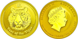 100 Dollars, Gold, 2010, Year Of The Tiger, 1 Unze, KM 1323, In Kapsel, St.  St - Otros & Sin Clasificación