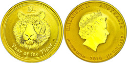 100 Dollars, Gold, 2010, Year Of The Tiger, 1 Unze, KM 1323, In Kapsel, St.  St - Andere & Zonder Classificatie