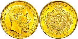 20 Francs, Gold, 1875, Leopold II., Fb. 412, Wz- Kratzer, F. St.  Vz-st - Andere & Zonder Classificatie