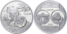 1 Unze Silber, 2013, World Money Fair In Berlin, Verschweißt, Im Etui Mit OVP Und Zertifikat. Auflage Nur 10.000 Stück,  - China