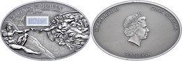 5 Dollars, 2012, Ceilings Of Heaven, Sistine Chapel Ceiling, 999er Silber, Antik Finish, Stein, In Kapsel Mit Zertifikat - Cook Islands