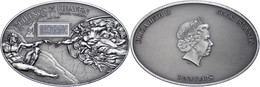 5 Dollars, 2012, Ceilings Of Heaven, Sistine Chapel Ceiling, 999er Silber, Antik Finish, Stein, In Kapsel Mit Zertifikat - Cookinseln