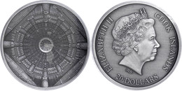 20 Dollars, 2015, Temple Of Heaven - Beijing, 999er Silber, 100g, Antik Finish, Eingeschweißt, Etui Mit OVP Und Zertifik - Cookinseln