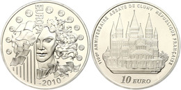 1,5 Euro, 2010, Europäische Währungsunion - Gründung Der Abtei Von Cluny, KM 1681, Schön 1095, Im Etui Mit OVP Und Zerti - Altri & Non Classificati