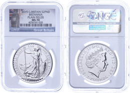 2 Pounds, 2015, Britannia, In Slab Der NGC Mit Der Bewertung MS70, Plain Fields, Big Ben Label. - Autres & Non Classés