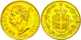 20 Lire, Gold, 1882, Umberto I., Fb. 21, Vz.  Vz - Sonstige & Ohne Zuordnung