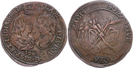 Jeton, Kupfer, 1680, Karl II. Und Marie Luise Von Orleans, Auf Die Vermählung, Dugn. 4430, Ss.  Ss - Sonstige & Ohne Zuordnung