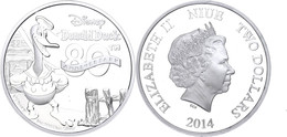2 Dollars, 2014, Disney - Donald Duck, 1 Unze Silber, Etui Mit OVP Und Zertifikat, PP. Auflage Nur 10.000 Stück.  PP - Niue