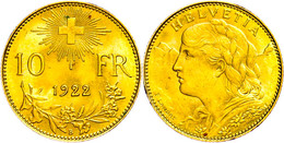10 Franken, Gold, 1922, Fb. 503, Vz.  Vz - Otros & Sin Clasificación
