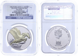 5 Dollars, 2014, Pegasus, Motiv Vergoldet, In Slab Der NGC Mit Der Bewertung PF70 Ultra Cameo, Early Releases. - Non Classificati