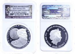 Dollar, 2014, Augustus Saint Gaudens, In Slab Der NGC Mit Der Bewertung PF70 Ultra Cameo, Chicago ANA Releases, Saint Ga - Tuvalu