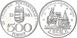500 Forint, Silber, 1994, Probe, EU, Vgl. KM 710, In Kapsel, PP.  PP - Hungría