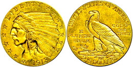 2 1/2 Dollars, Gold, 1913, Indian Head, Fb. 120, Ss-vz.  Ss-vz - Otros & Sin Clasificación