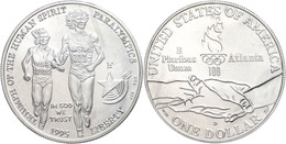 1 Dollar, Silber, 1995, XXVI. Olympische Sommerspiele 1996 In Atlanta-X. Paralympische Sommerspiele 1996 In Atlanta-1. A - Sonstige & Ohne Zuordnung