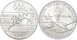 1 Dollar, Silber, 1995, XXVI. Olympische Sommerspiele 1996 In Atlanta-X. Paralympische Sommerspiele 1996 In Atlanta-2. A - Sonstige & Ohne Zuordnung